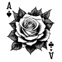 ace of hearts playing card, domino, and rose tattoo tattoo design idea