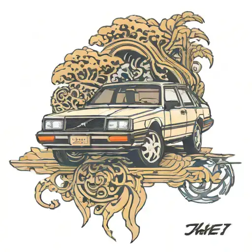 Volvo 740 sake tattoo design idea