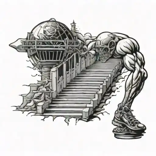 American football stair way to heaven tattoo design idea