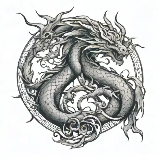 dragon pisces virgo aries zodiac sign tattoo design idea