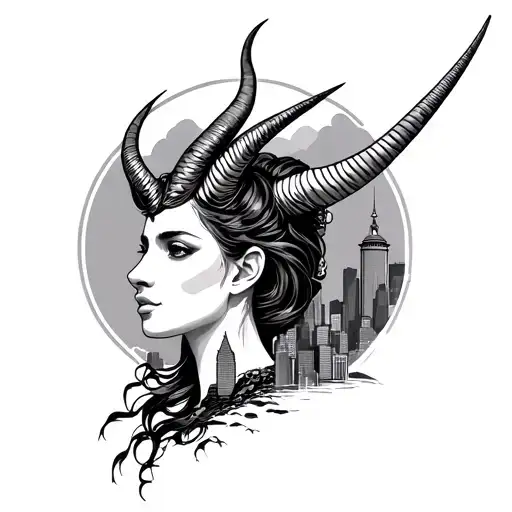 Cricel, Capricorn women, Seattle skyline tattoo design idea