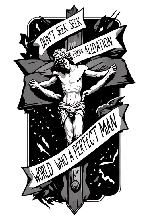cool font saying don't seek validation from a world who crucified a perfect man tattoo design idea