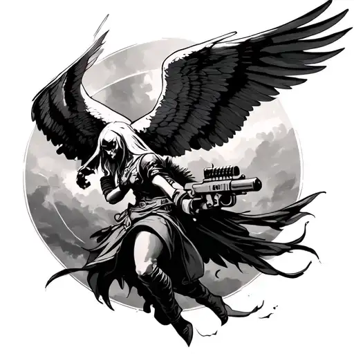 war angel tattoo design idea