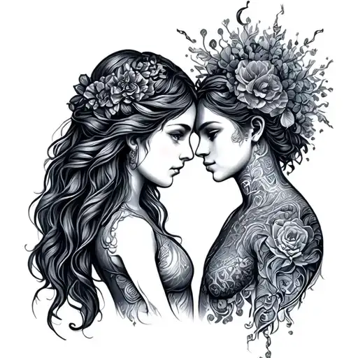 Virgo and aquarius daughter and father tattoo design idea