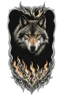  wolf fire flames all tattoo design idea