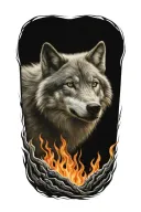  wolf fire flames all tattoo design idea