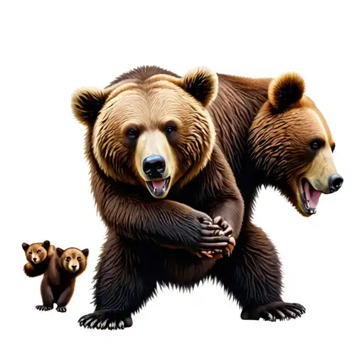 bear with 3 cubs playing tattoo design idea