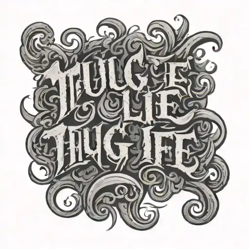 thug life text in dark horror lettering style tattoo design idea