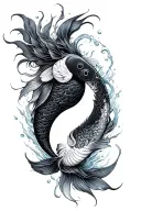water goddess and koi fish yin yang tattoo design idea