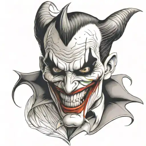 evil joker face tattoo design idea