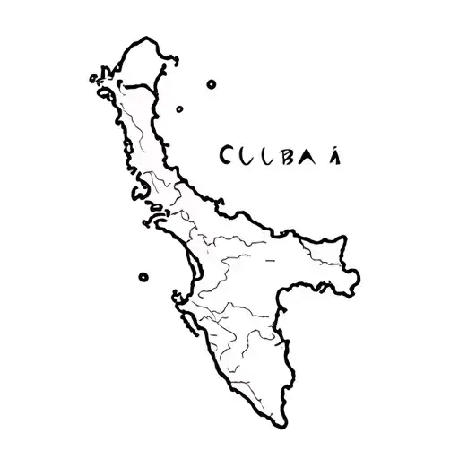 The island of Cuba Style Minimalist tattoo design idea