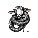 Snake wrapped around sheep tattoo design idea