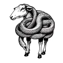 Snake wrapped around sheep tattoo design idea