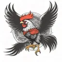 fighting rooster with wings up tattoo design idea