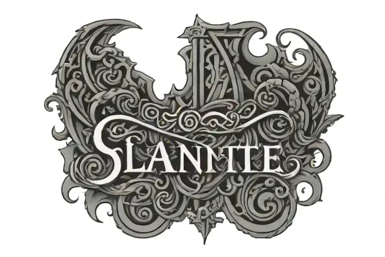 the word 'Slante' with Scottish gaelic designs surrounding tattoo design idea