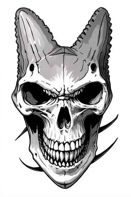 shark tooth skull tattoo design idea