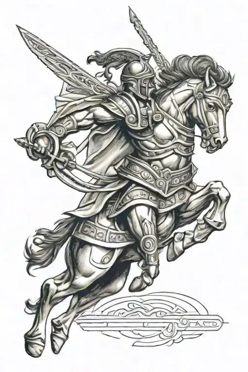 Greek Trojan warrior + symbol tattoo design idea