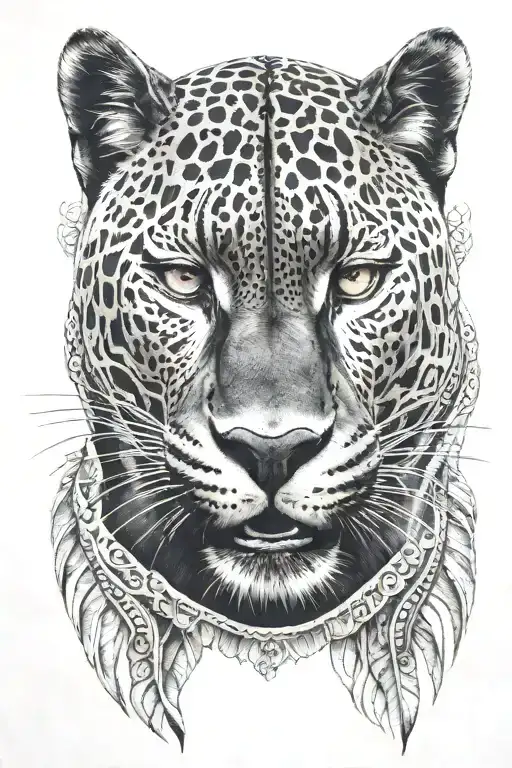 black panther with african references tattoo design idea