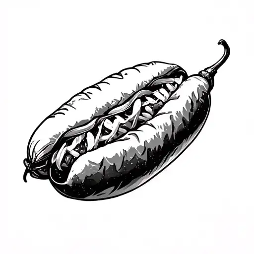 chili pepper hotdog tattoo design idea