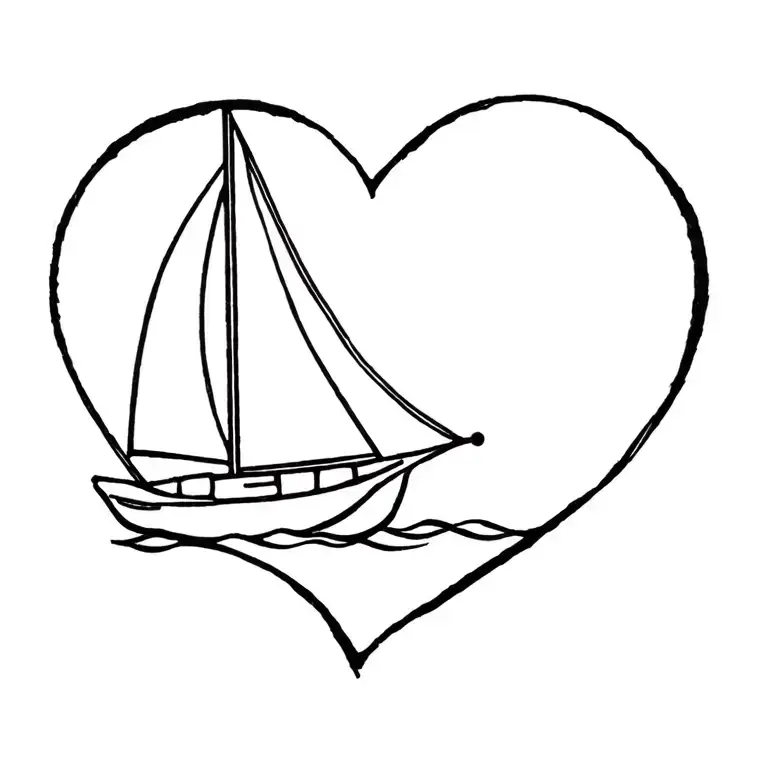 Sailboat anker heart tattoo design idea