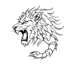 angry lion and scorpion  tattoo design idea