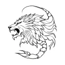 angry lion and scorpion  tattoo design idea