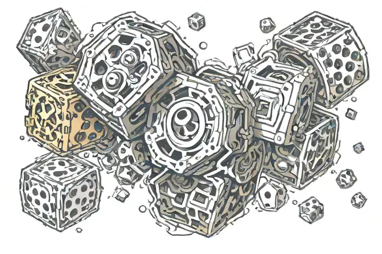 Dice arround Gear tattoo design idea