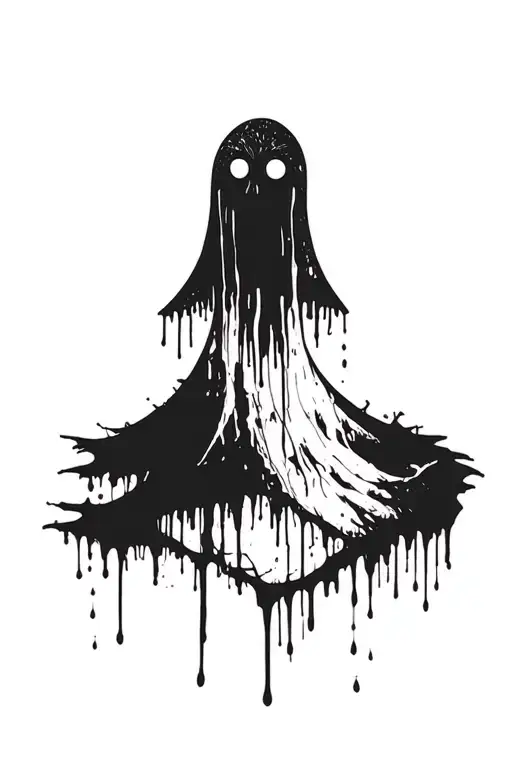 forest graffiti paint drip ghost eldritch horror tattoo design idea