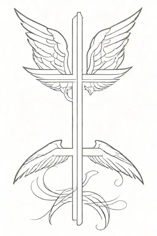 cross with a wing made tattoo design idea