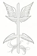 cross with a wing made tattoo design idea