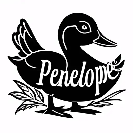 the name Penelope with a duck outline tattoo tattoo design idea