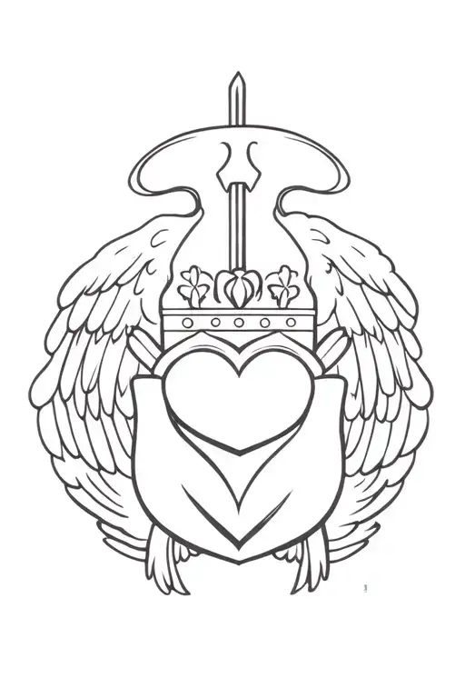 irish claddagh with wings tattoo design idea