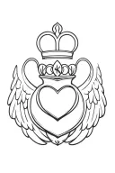 irish claddagh with wings tattoo design idea