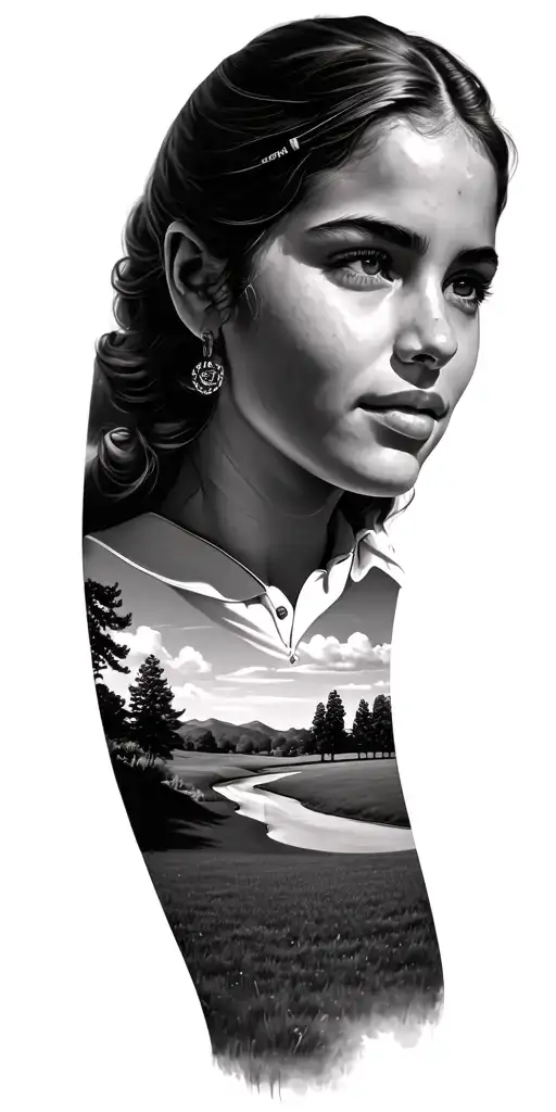 golf course landscape tattoo design idea