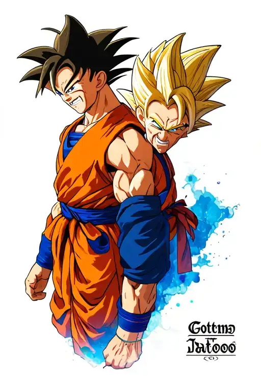 Goku Gohan Gotens and his grandfather tattoo design idea
