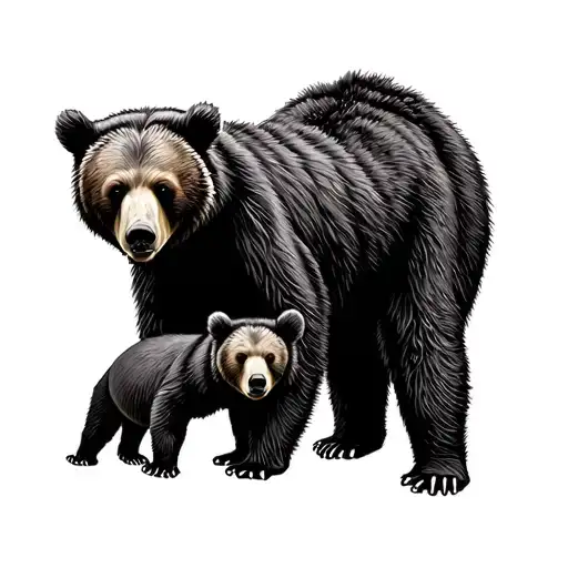 Mama Bear with baby bears walking away tattoo design idea