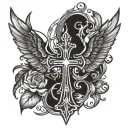 cross with wings   tattoo design idea