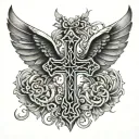 cross with wings   tattoo design idea