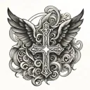 cross with wings   tattoo design idea