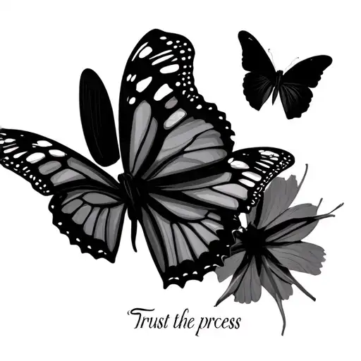 "Trust the process " elegant butterflies flying tattoo design idea