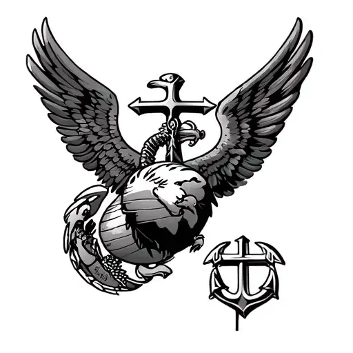 Marine Corps Eagle globe and anchor, jerusalem crosses tattoo design idea