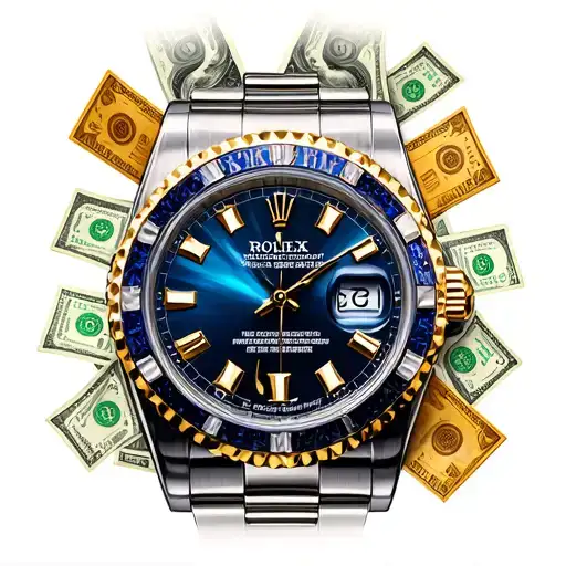 Time Is Money with Rolex sky dweller fading into money tattoo design idea