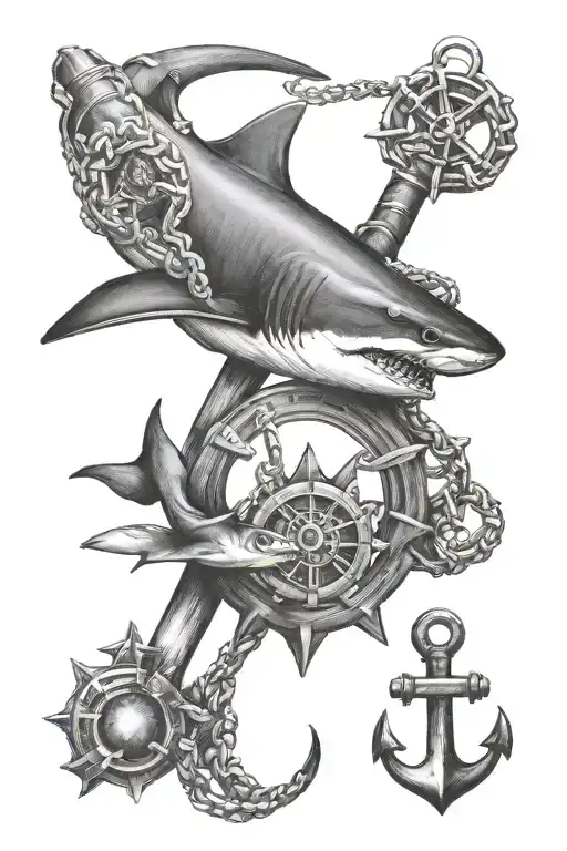 Shark and Anchor tattoo design idea