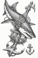 Shark and Anchor tattoo design idea