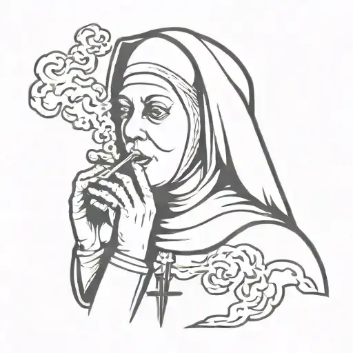 nun smoking tattoo design idea