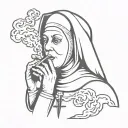 nun smoking tattoo design idea