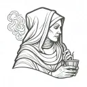 nun smoking tattoo design idea