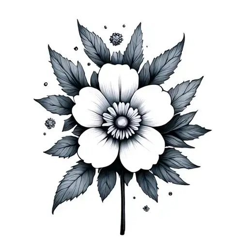 minimalist forgetmenot flower with sacred geometry tattoo design idea