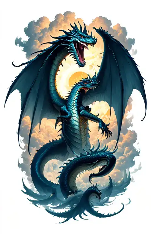 Leviathan, Libra, Typhoon, Wings, Clouds, Dragon, Fighting, Midgar Background, Manlike Body, Storm tattoo design idea