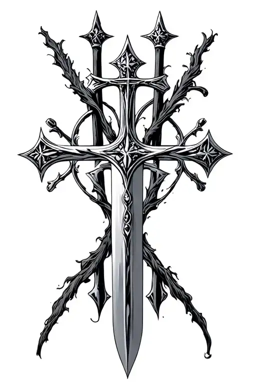 three crosses middle one being a sword tattoo design idea
